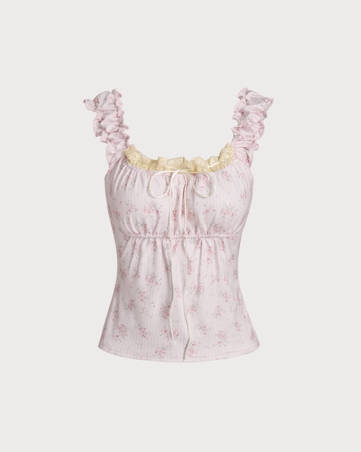 Pembe Çiçekli Dantelli Camiş