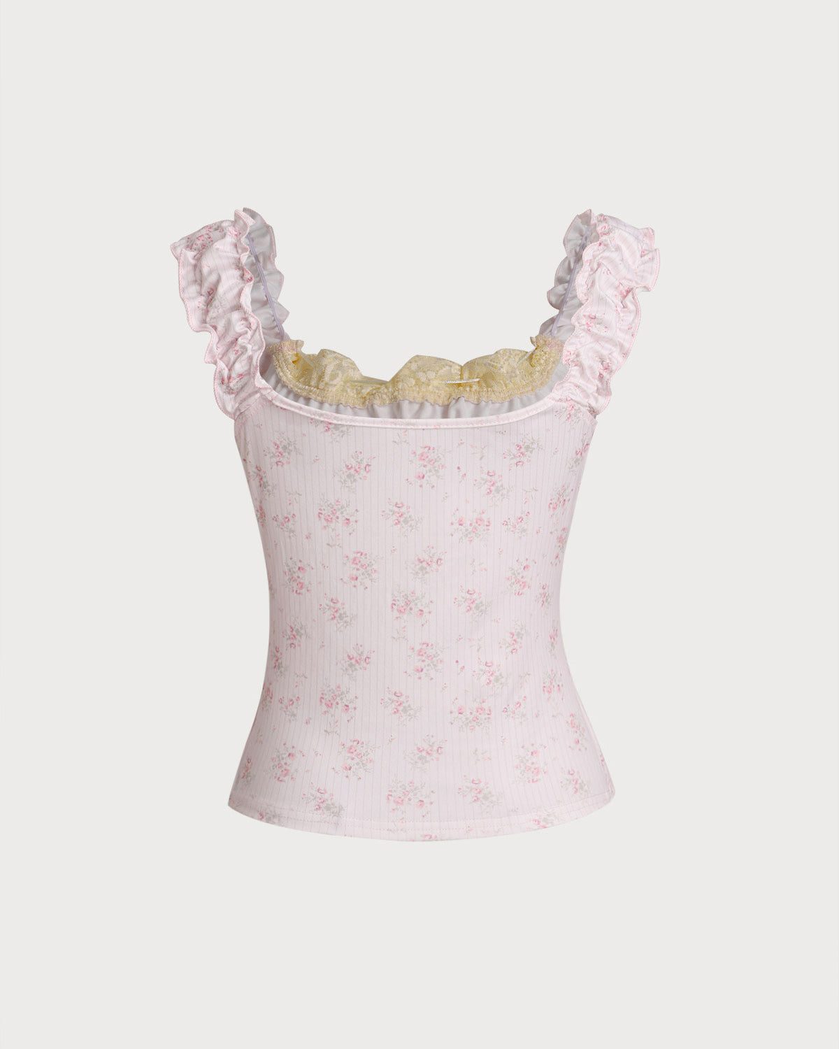 Pembe Çiçekli Dantelli Camiş
