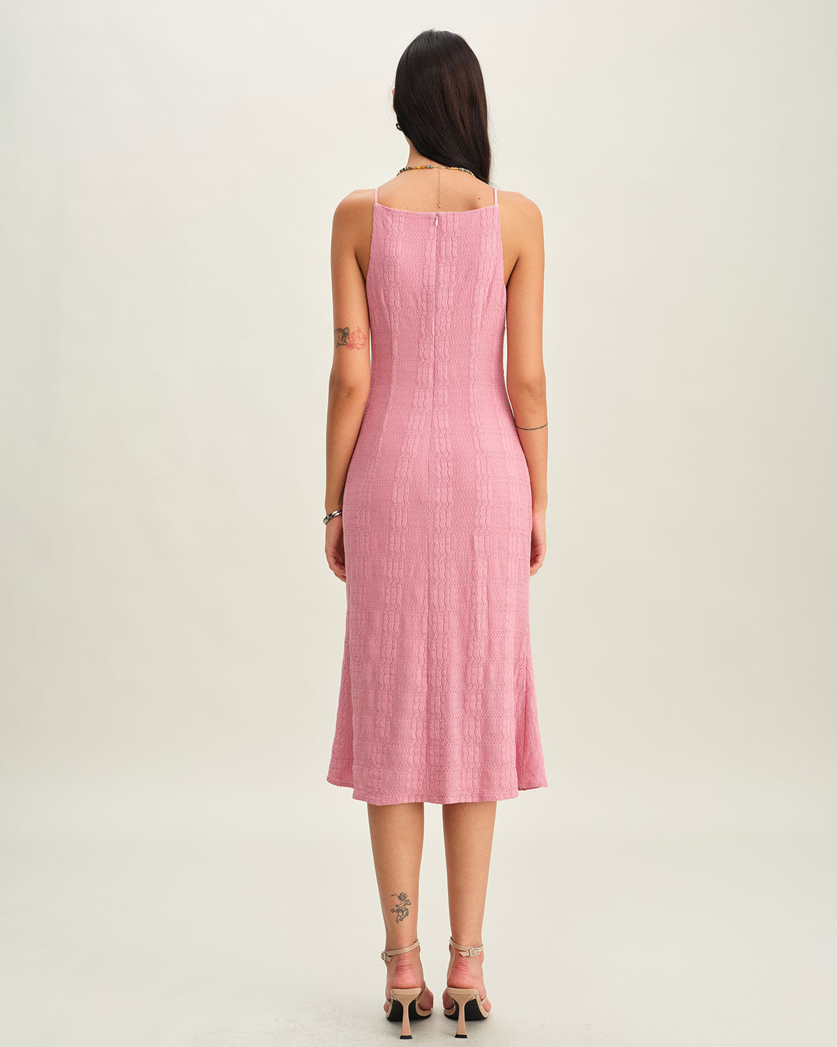 Pembe Denizkızı Slip Midi Elbise