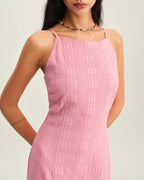 Pembe Denizkızı Slip Midi Elbise