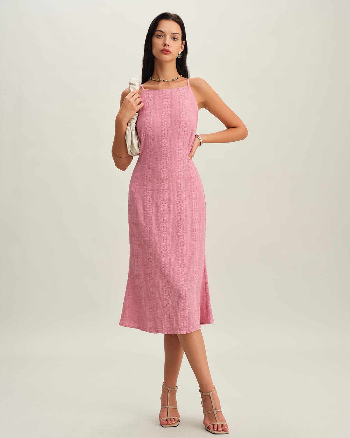 Pembe Denizkızı Slip Midi Elbise