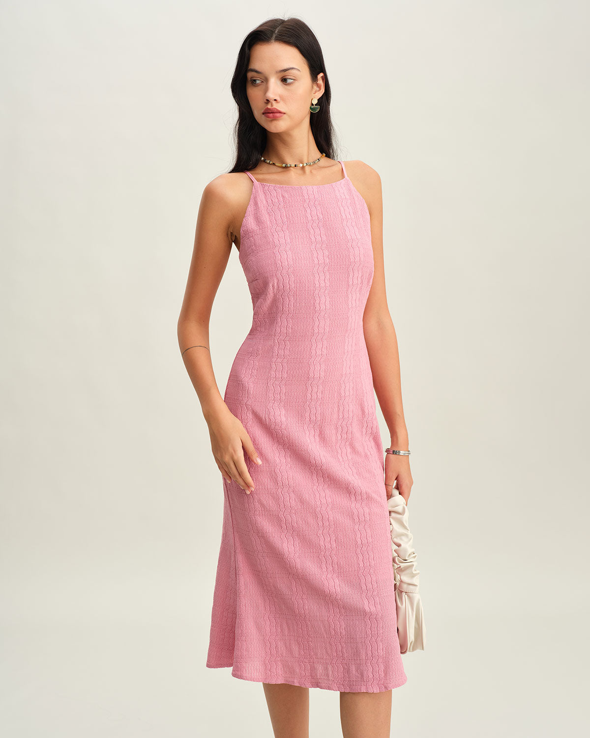 Pembe Denizkızı Slip Midi Elbise