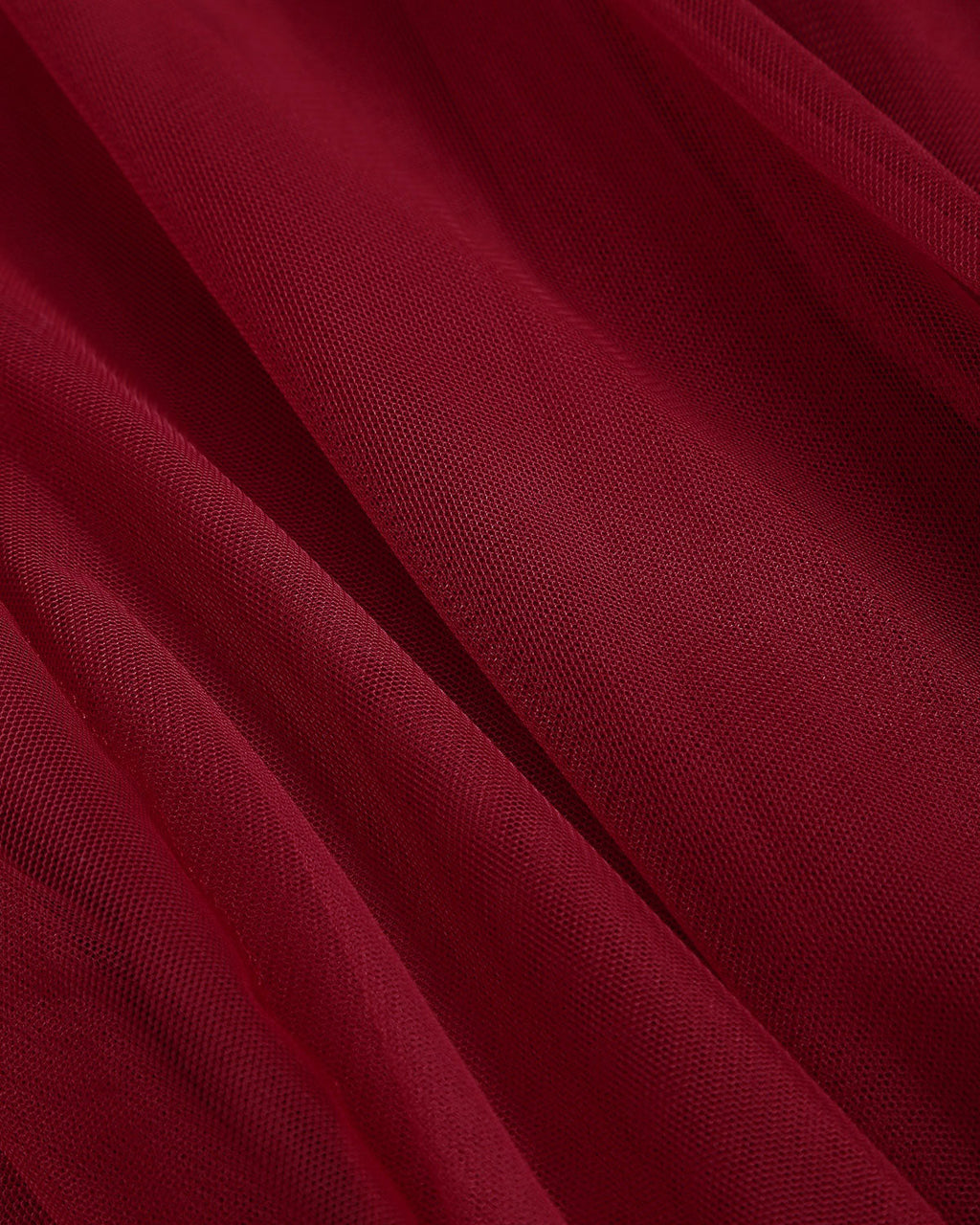 Kırmızı Elastik Bel Mesh Midi Etek