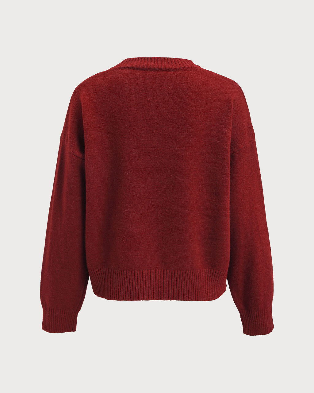 Kırmızı Yuvarlak Yakalı Bol Kazak