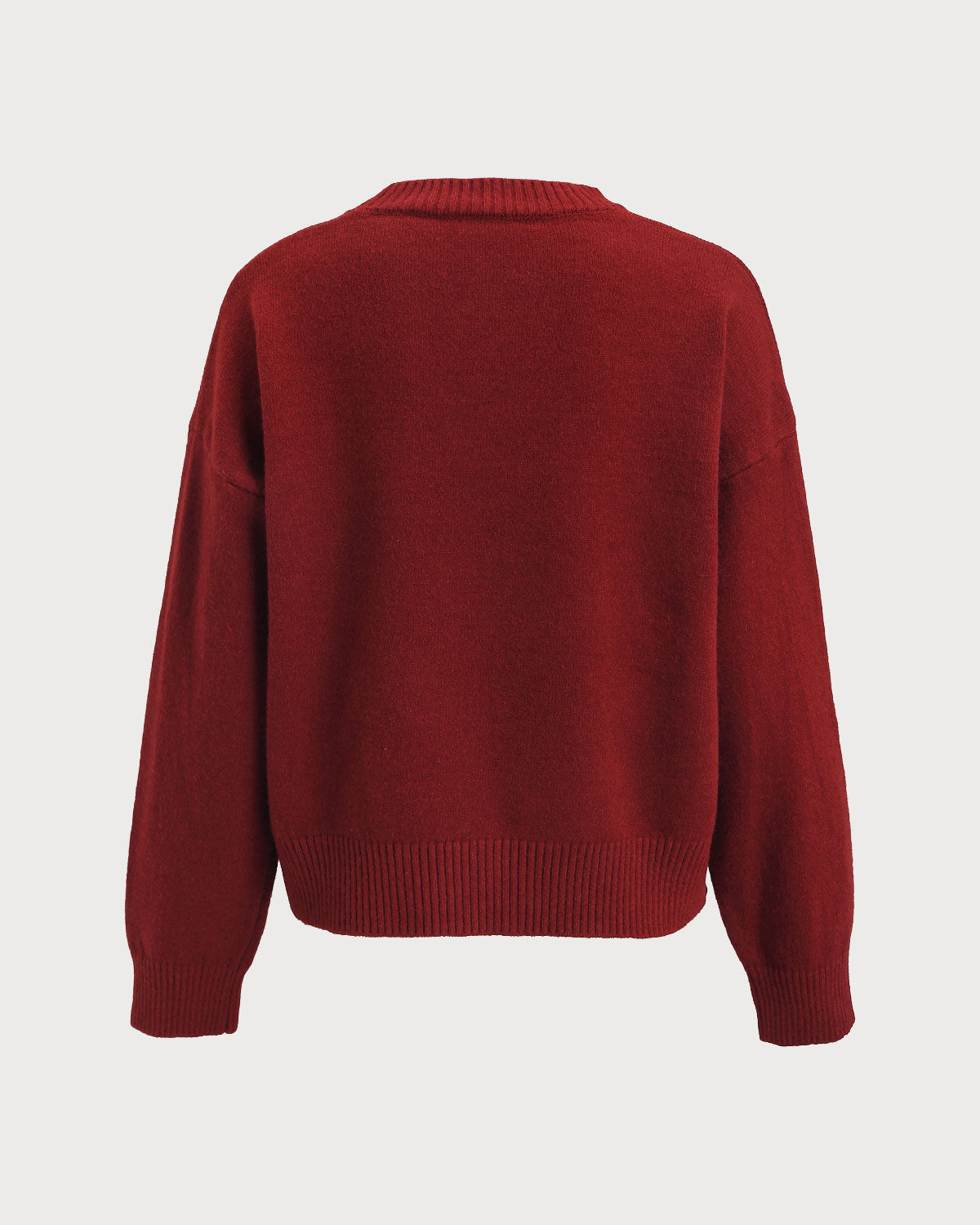 Kırmızı Yuvarlak Yakalı Bol Kazak