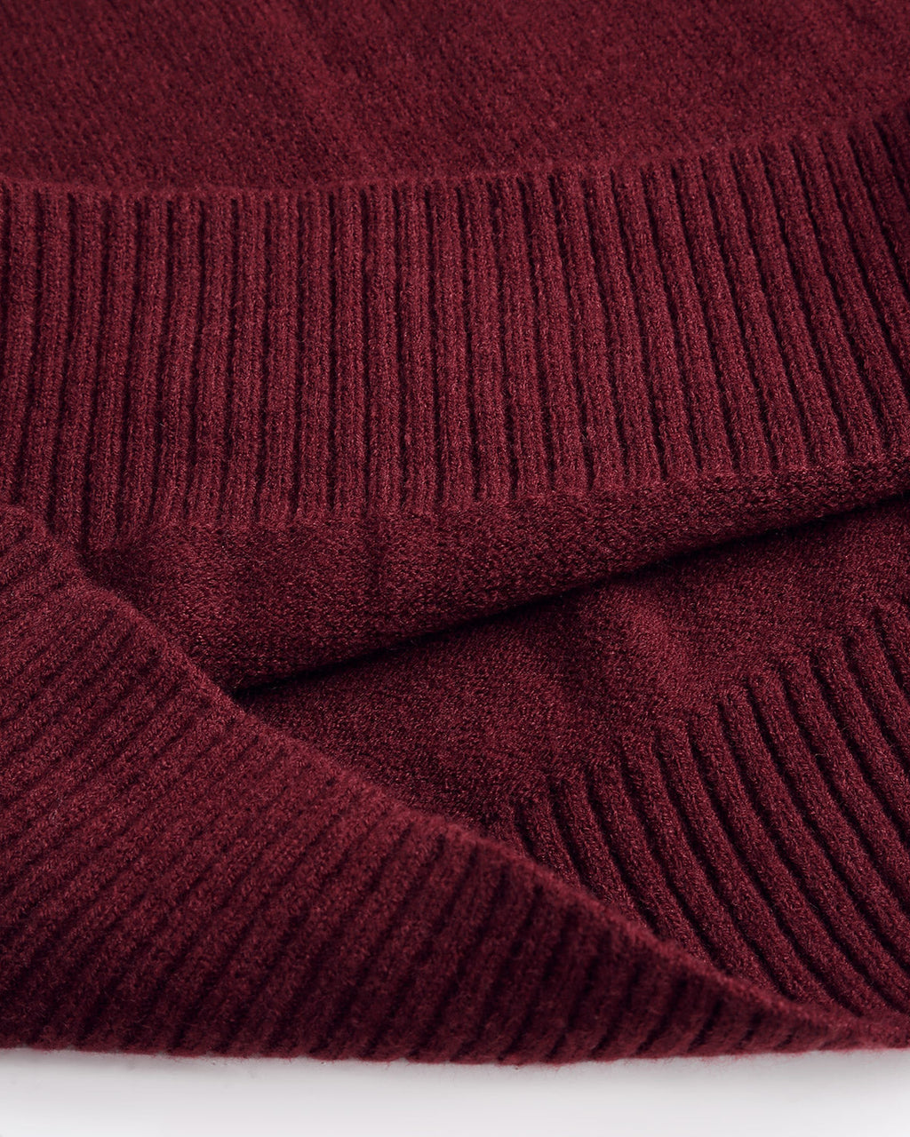 Şarap Kırmızısı Yuvarlak Yakalı Bol Kazak