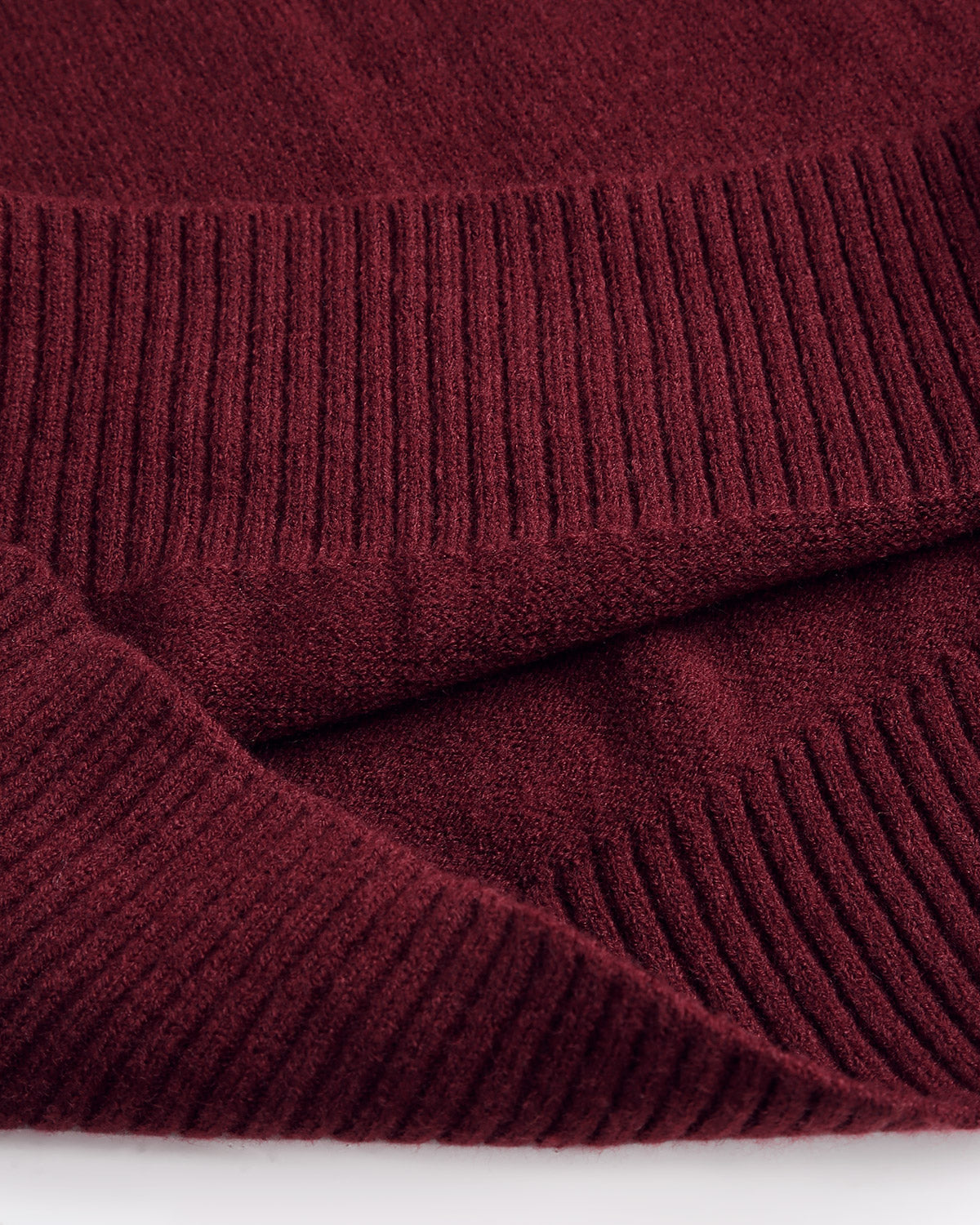 Şarap Kırmızısı Yuvarlak Yakalı Bol Kazak