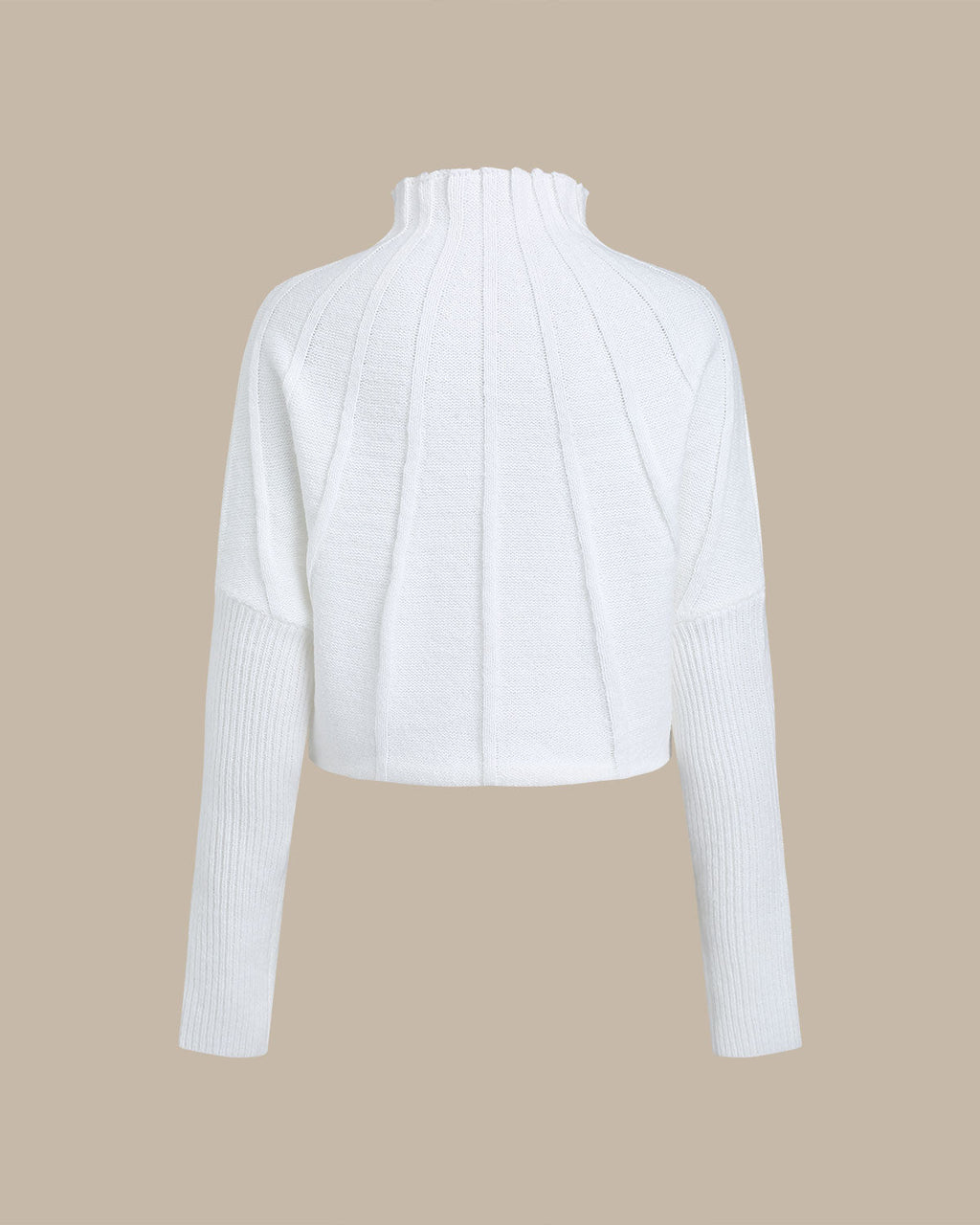 Beyaz Yuvarlak Yaka Oversized Kazak