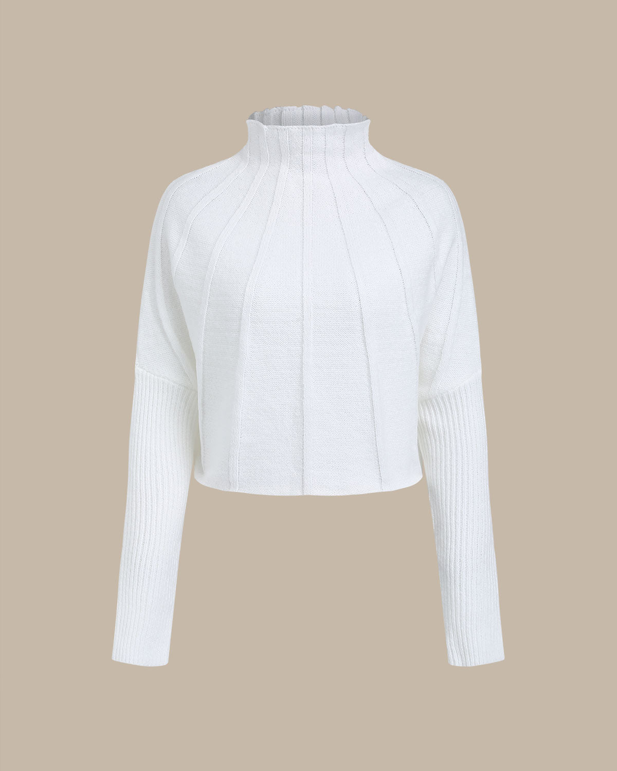 Beyaz Yuvarlak Yaka Oversized Kazak