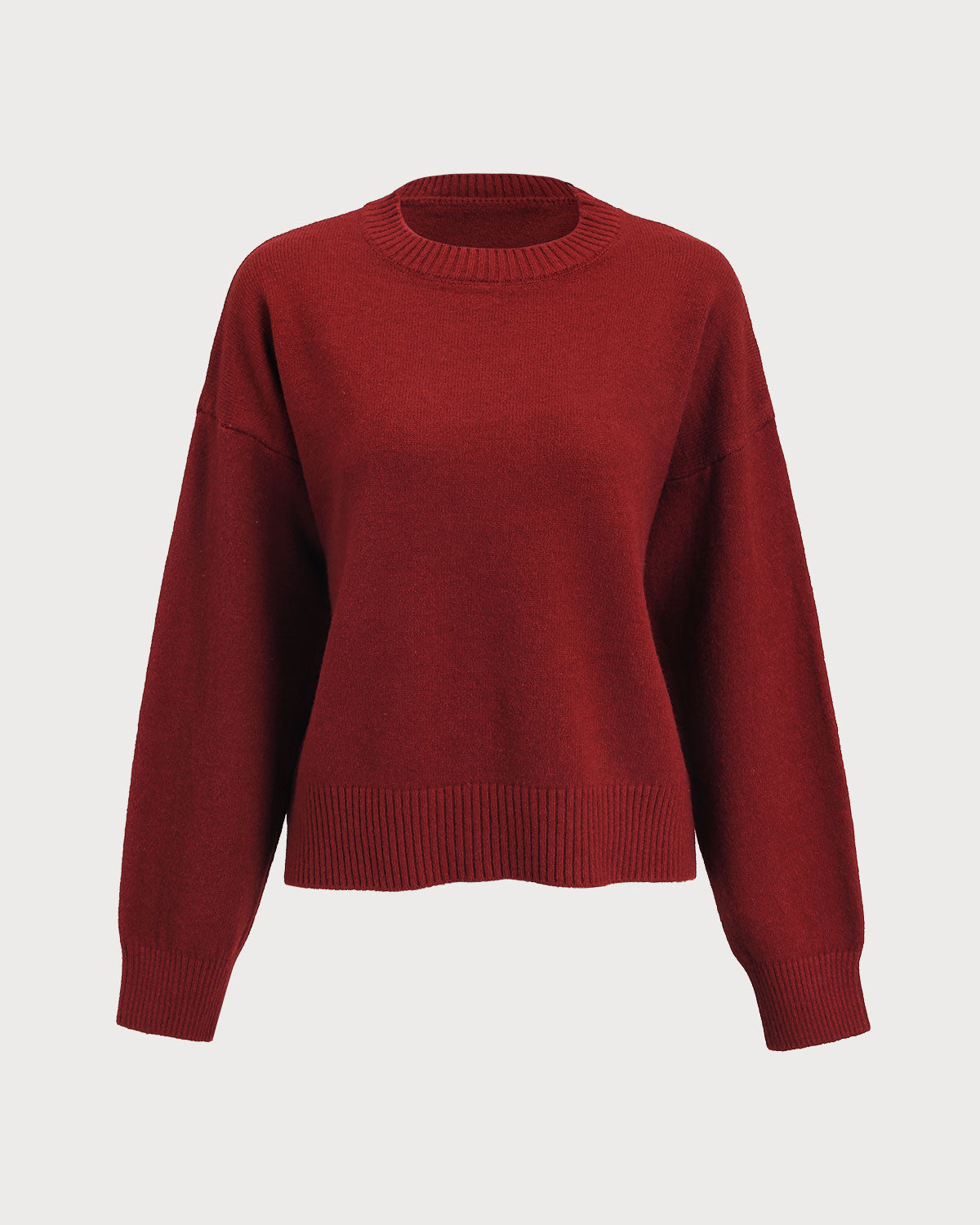 Kırmızı Yuvarlak Yakalı Bol Kazak