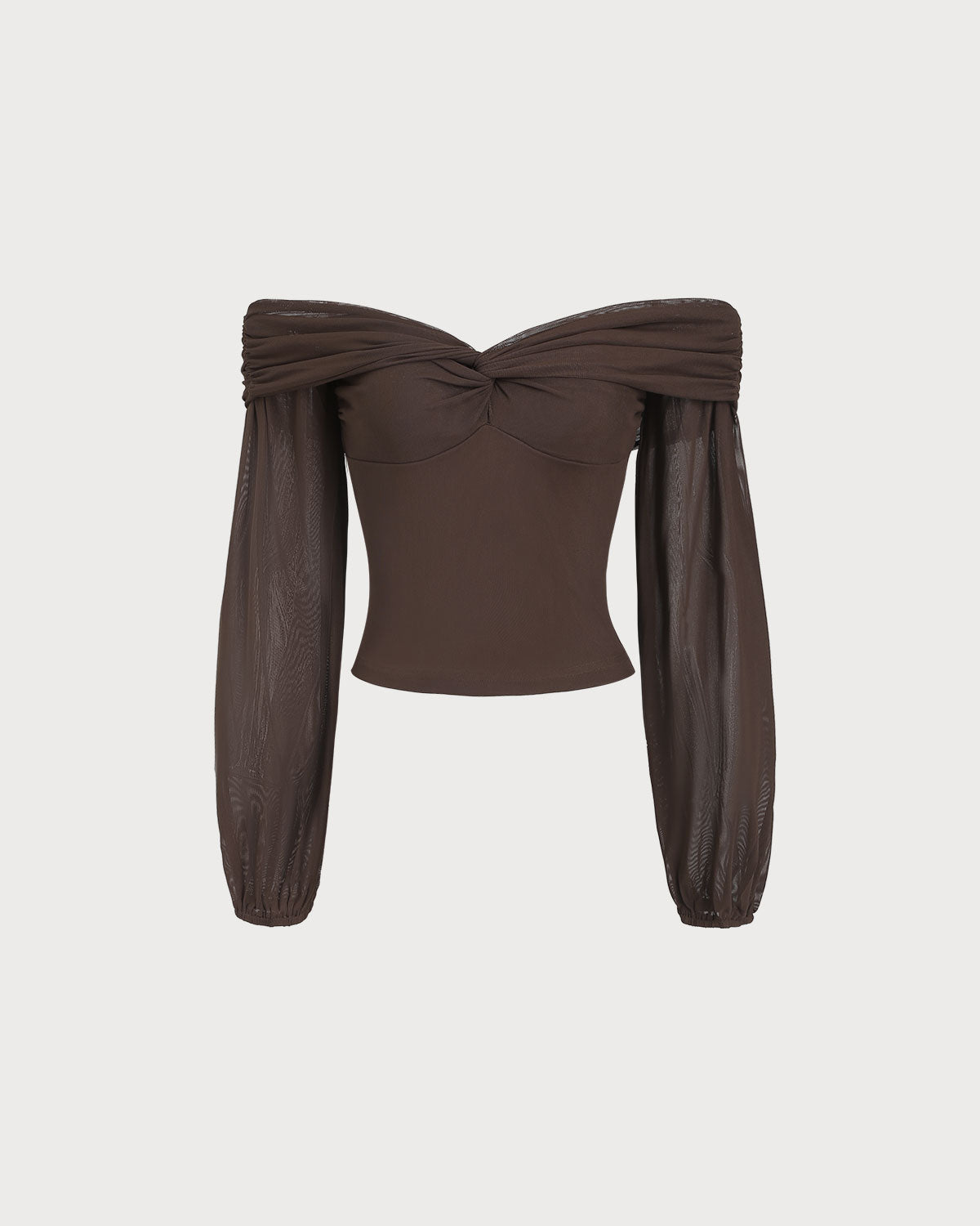 Kahverengi Omuzları Açık Bükümlü Tişört