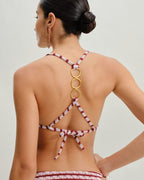 Kırmızı Çizgili Üçgen Bikini Takımı