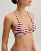 Kırmızı Çizgili Üçgen Bikini Takımı