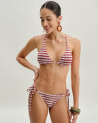 Kırmızı Çizgili Üçgen Bikini Takımı