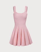 Pembe Örme Slip Triko Elbise