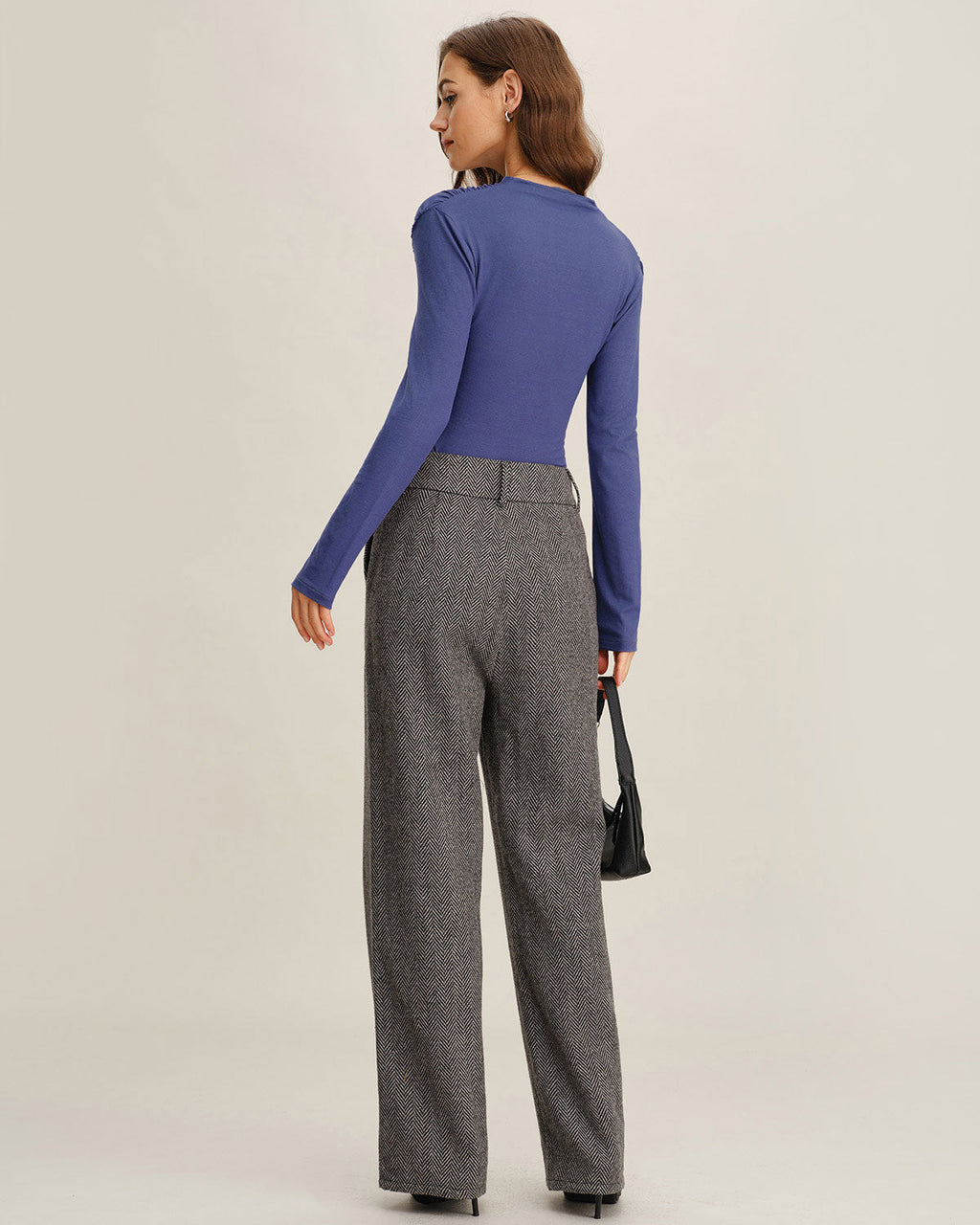 Mavi Büzgülü Dar Örgü Sweatshirt