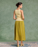 Sarı V Yaka Düğmeli Örgü Atlet