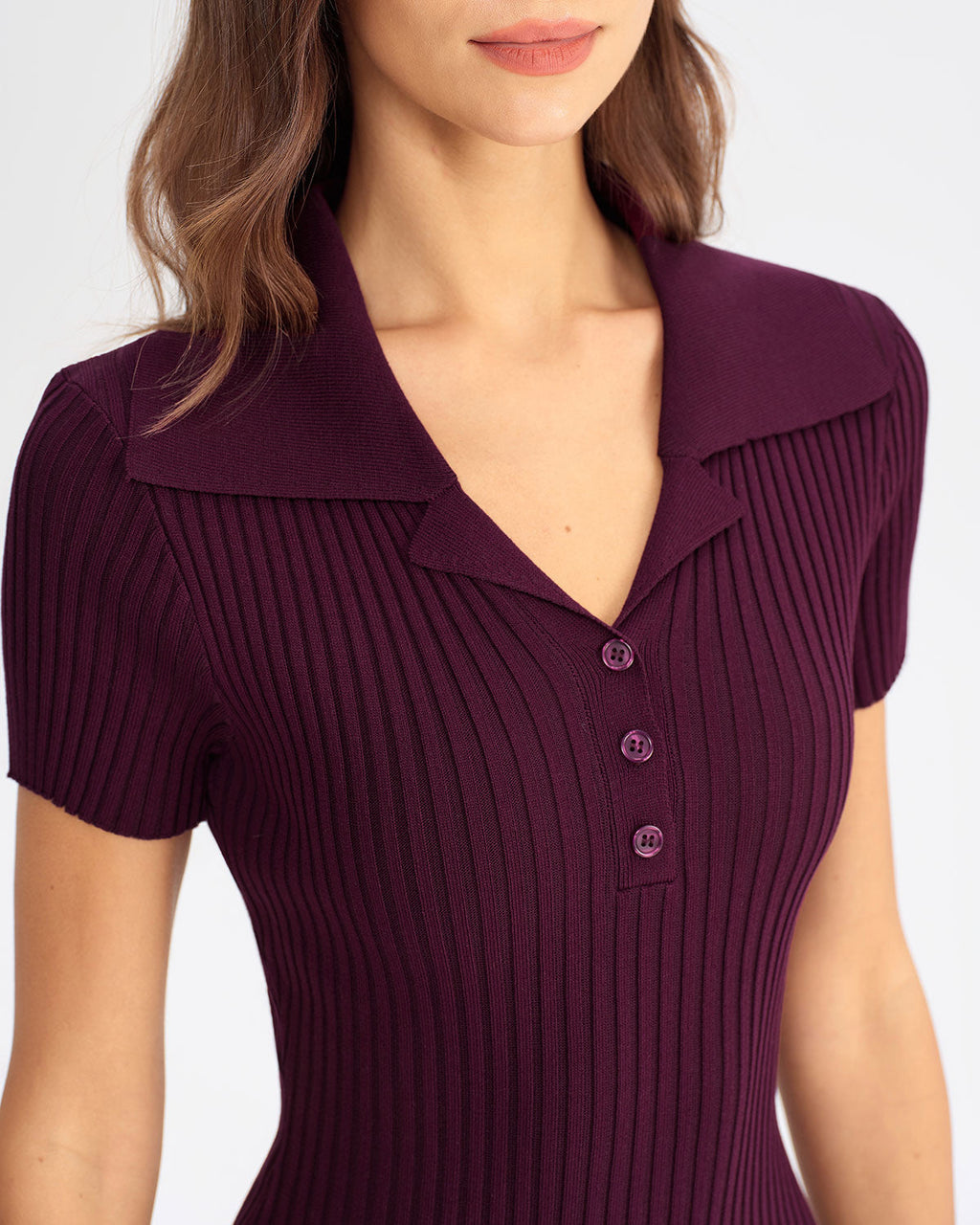 Şarap Kırmızısı Bodycon Yüksek Esnek Kazak Elbise