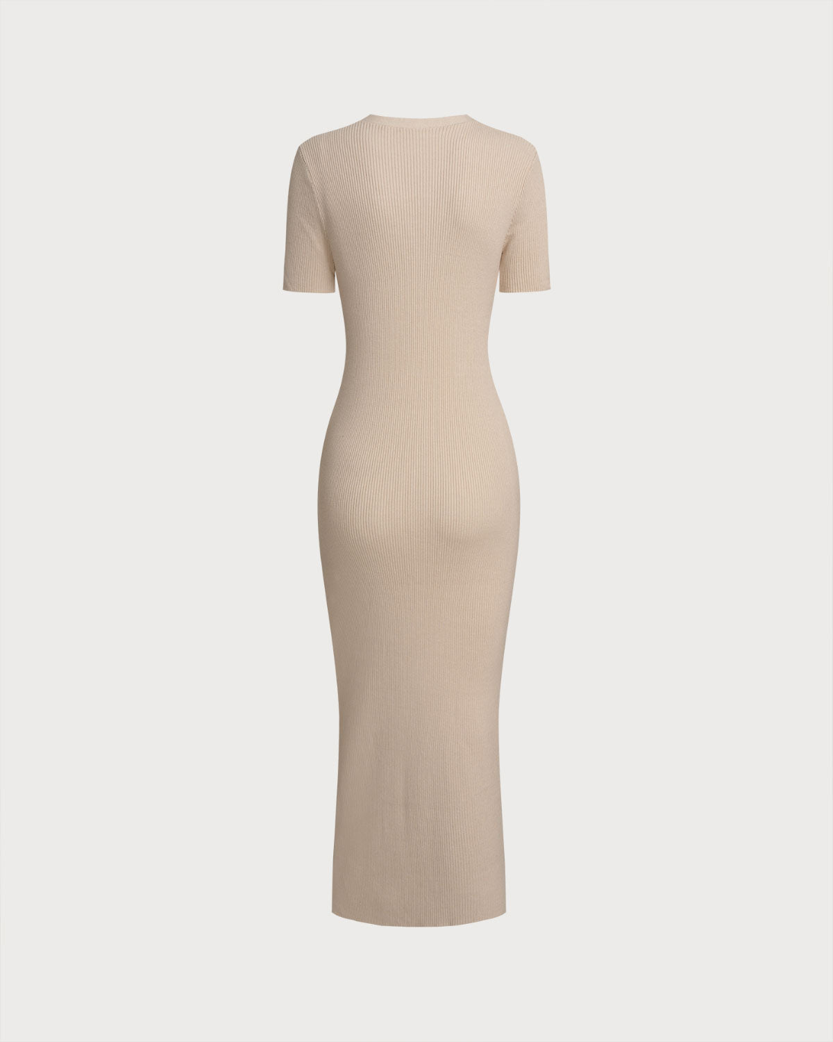 Kayısı Rengi V Yaka Bodycon Kazak Midi Elbise