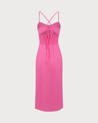Kırmızı Dantelli Sırtı Açık Slip Midi Elbise