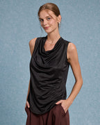 Siyah Kapşonlu Yakalı Tank Top