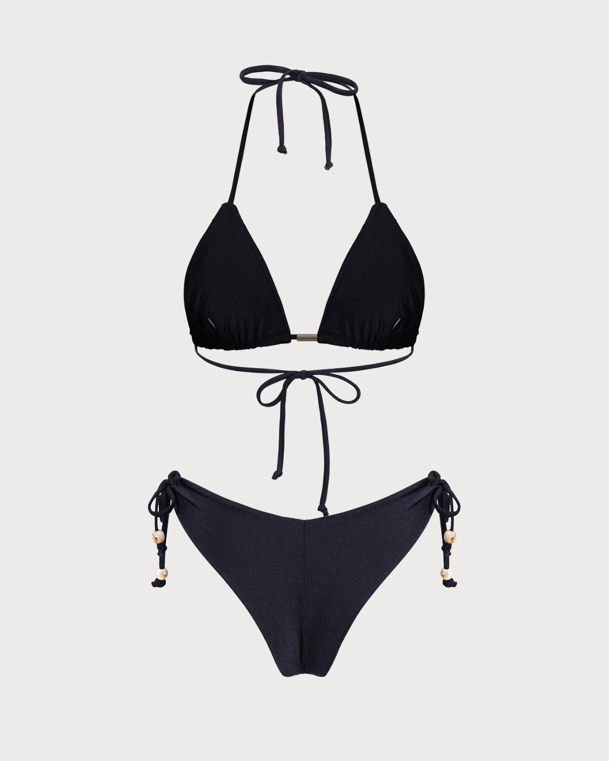 Siyah Boyundan Bağlamalı Üçgen Bikini Takımı
