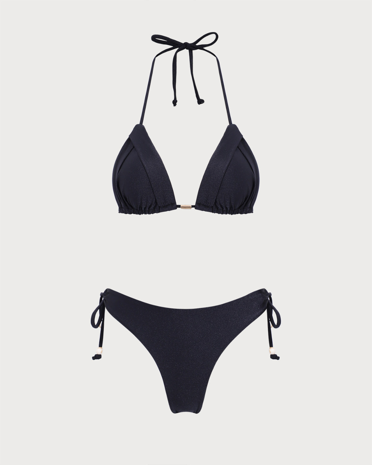 Siyah Boyundan Bağlamalı Üçgen Bikini Takımı