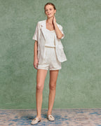 Bej Jakarlı Bluz Şort İki Parça Takım