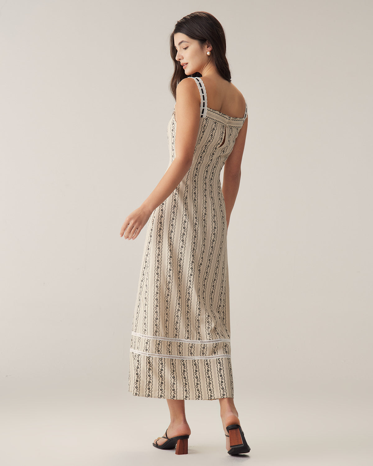 Kayısı Çizgili Slip Maxi Elbise