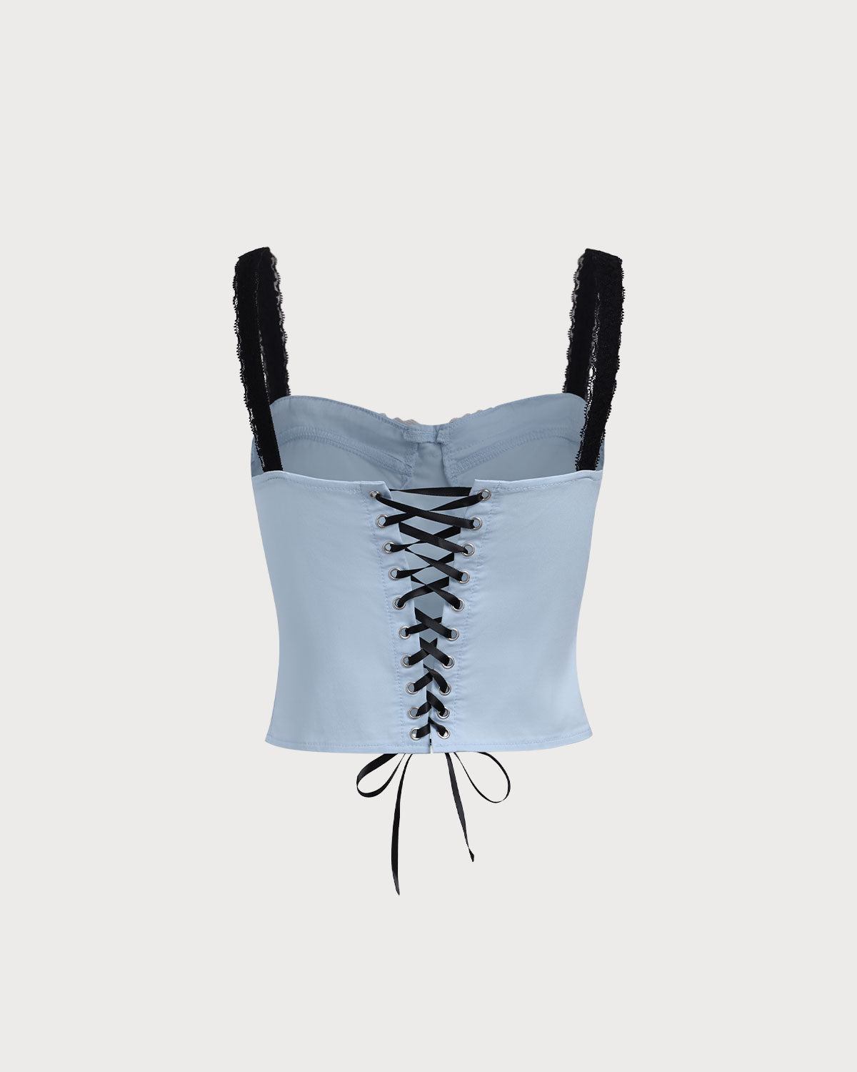 Mavi Kalp Yaka Crop Top