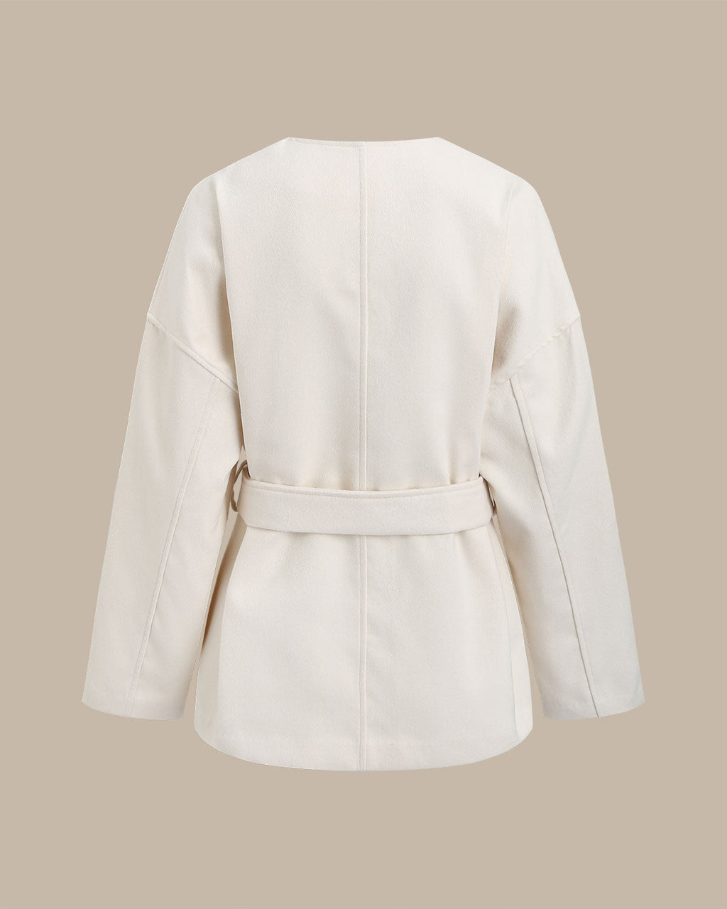 Beyaz V Yaka Düğümlü Ceket