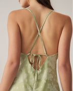 Yeşil Jakarlı Sırtı Açık Slip Midi Elbise