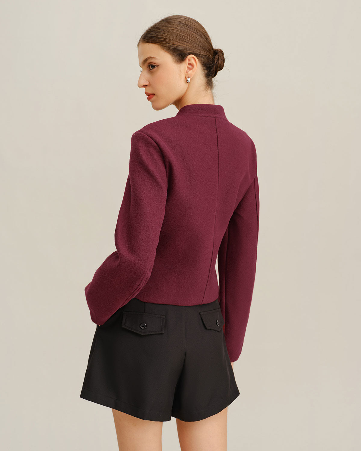 Şarap Kırmızısı Fener Kollu Ceket