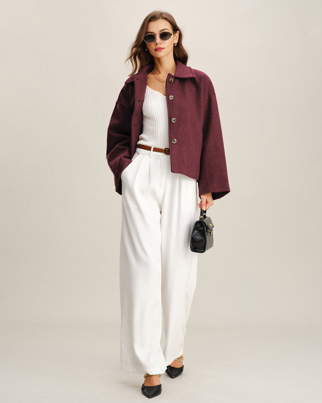 Şarap Kırmızısı Tek Sıralı Ceket