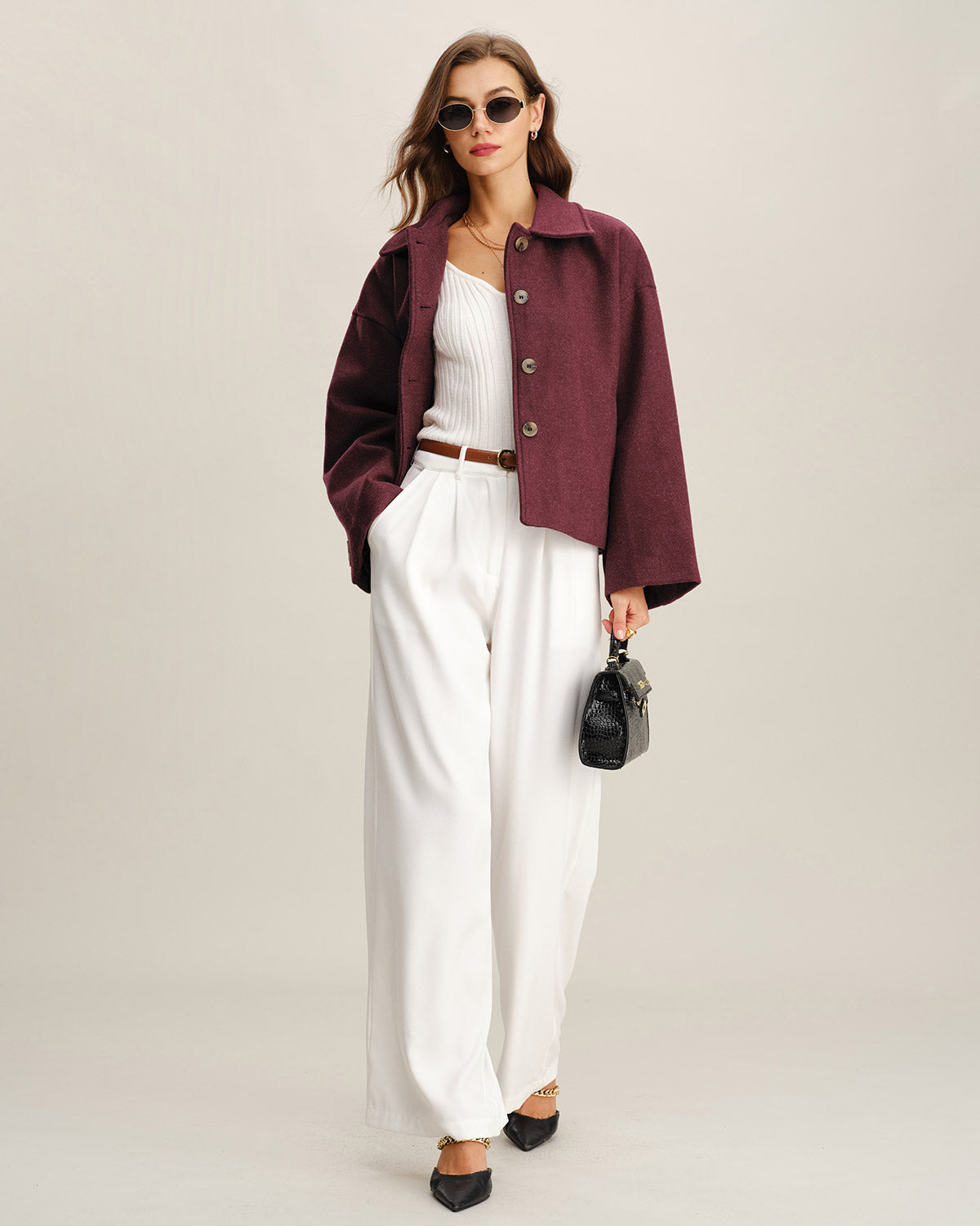 Şarap Kırmızısı Tek Sıralı Ceket