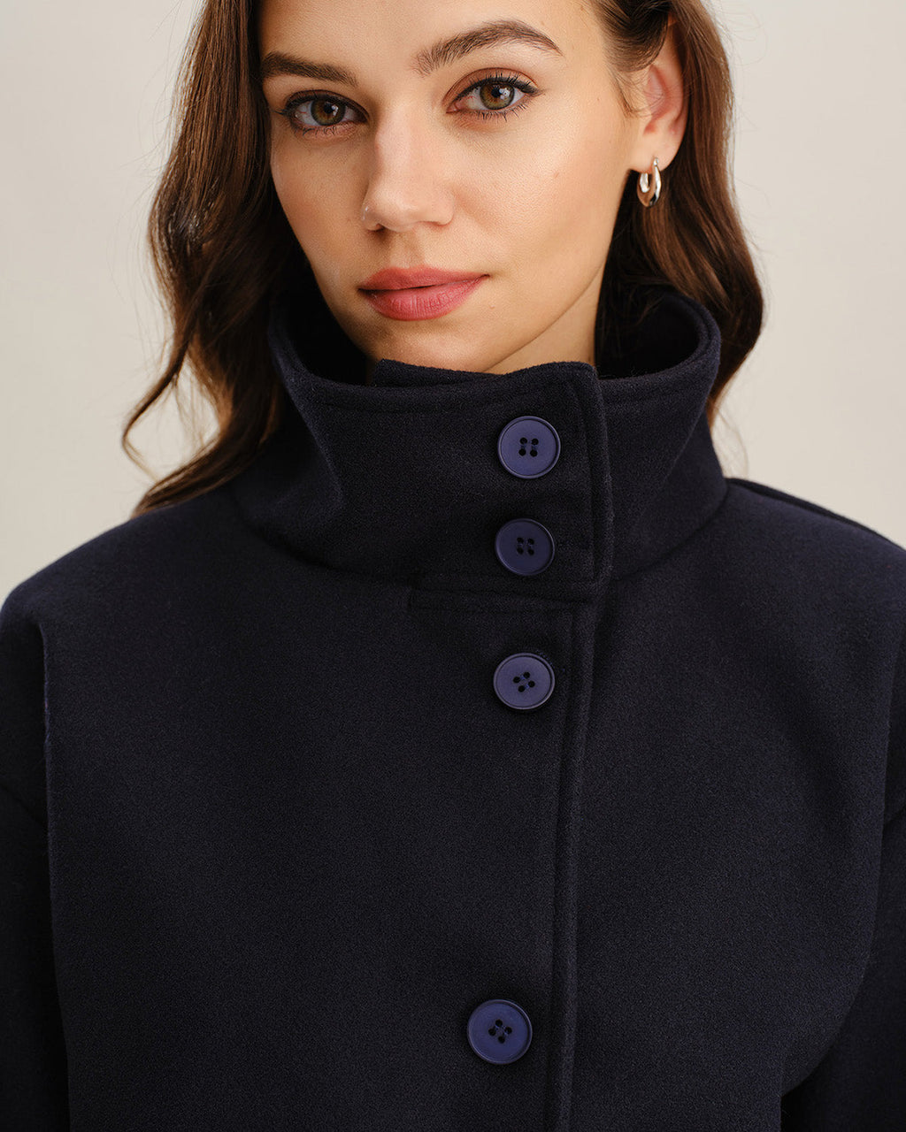 Mavi Tek Sıralı Bol Ceket
