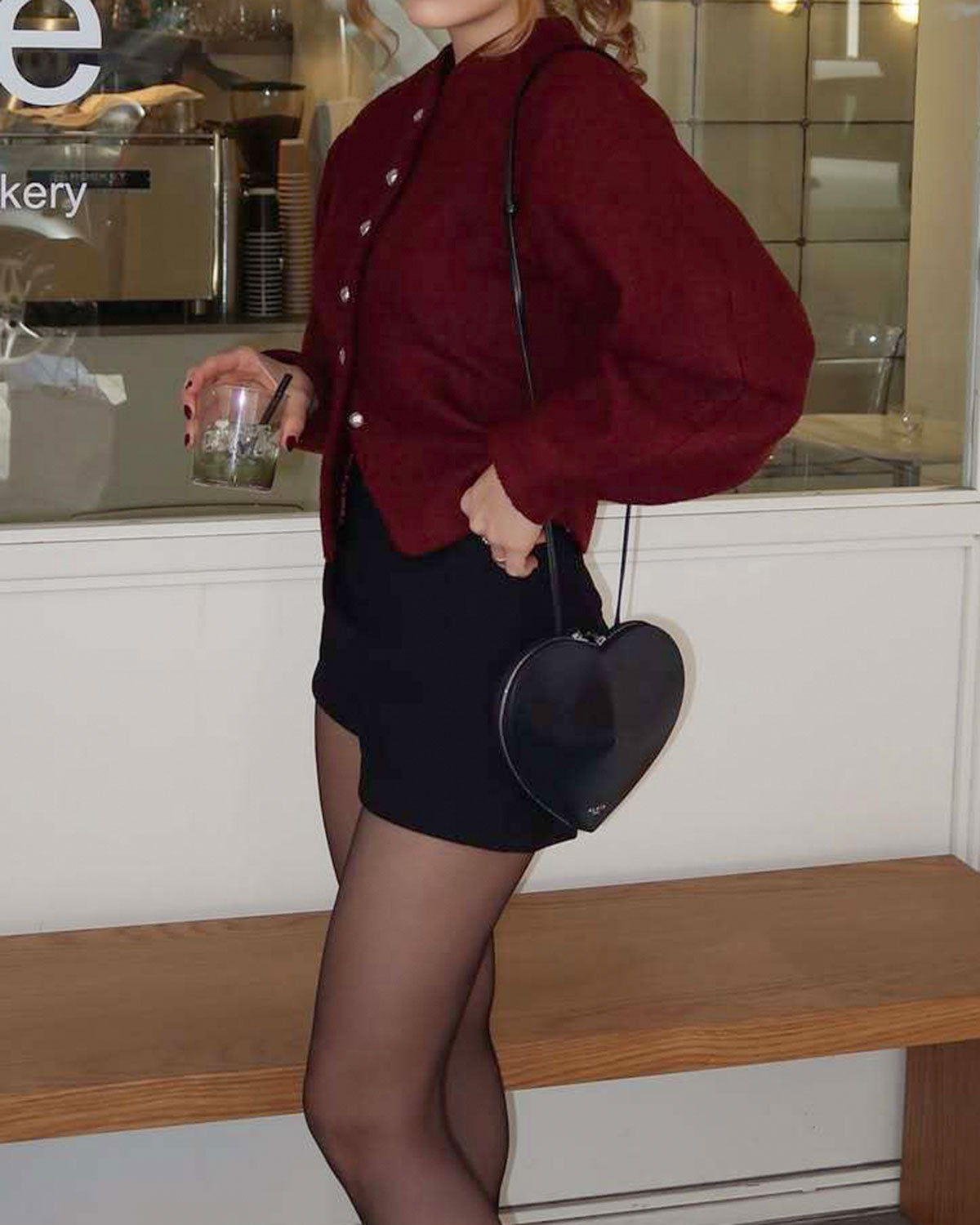 Şarap Kırmızısı Fener Kollu Ceket