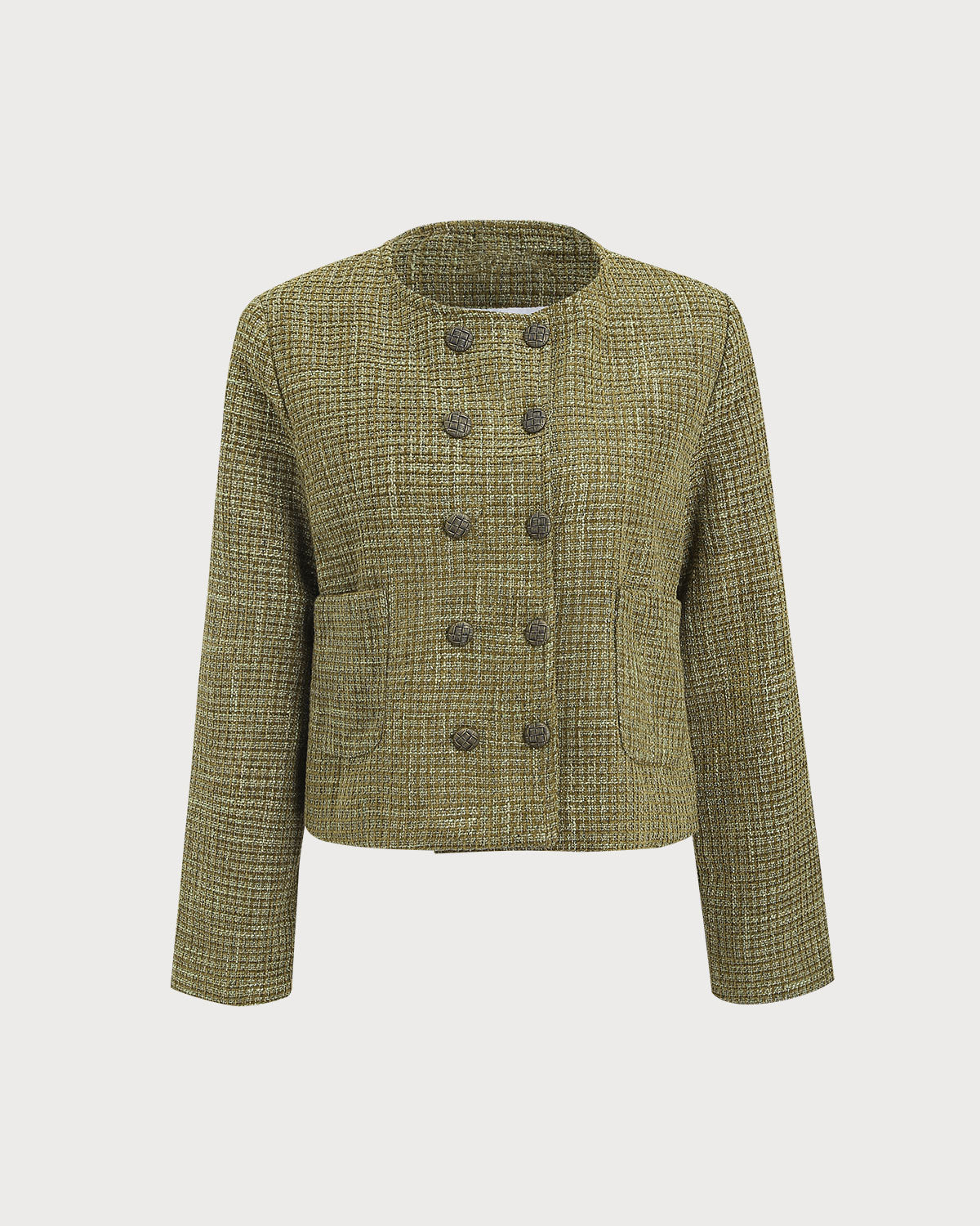 Yeşil Ekose Düğmeli Ceket