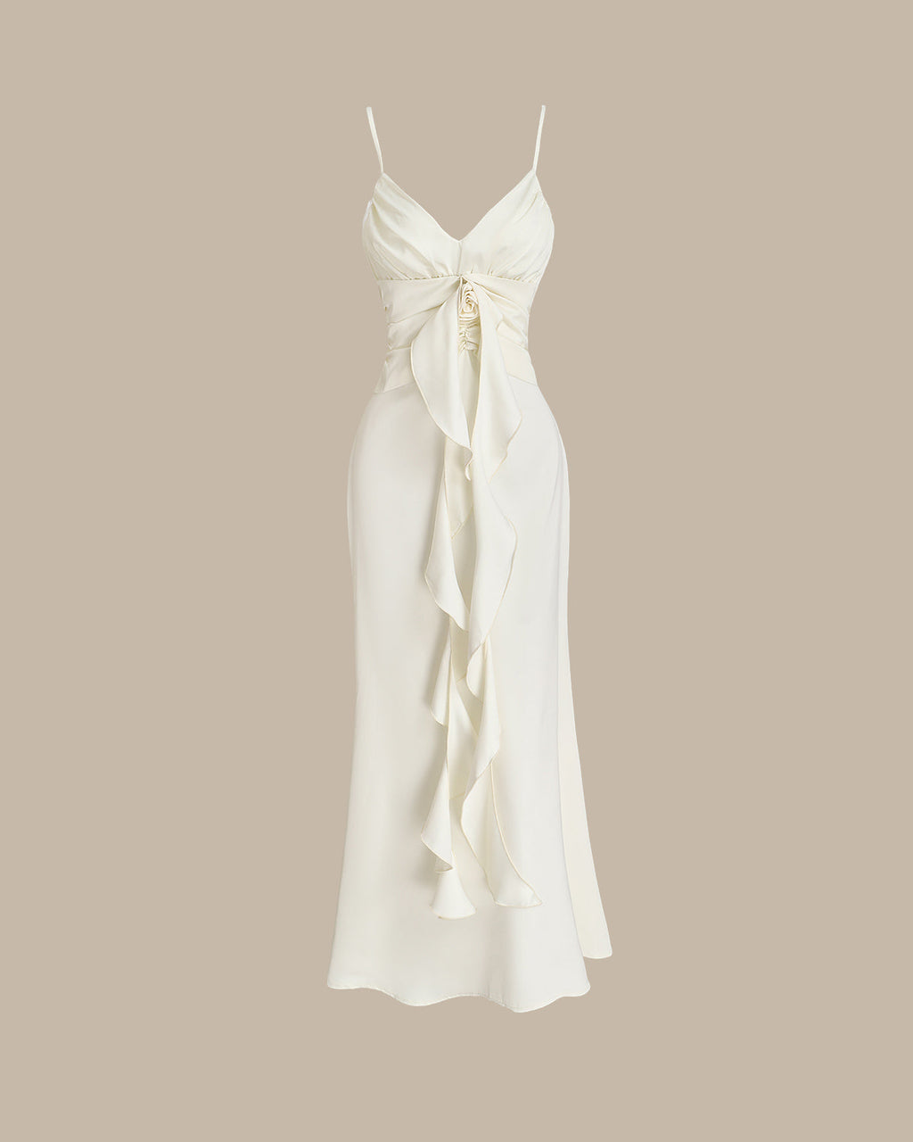 Kayısı Bodycon Püskül Slip Maxi Elbise