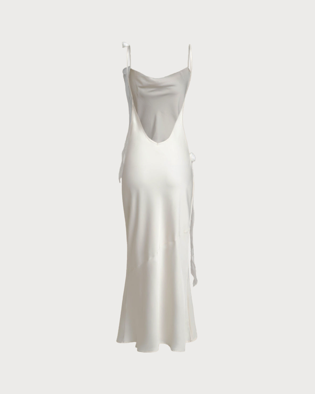 Bej Kıvrımlı Sırtı Açık Slip Maksi Elbise