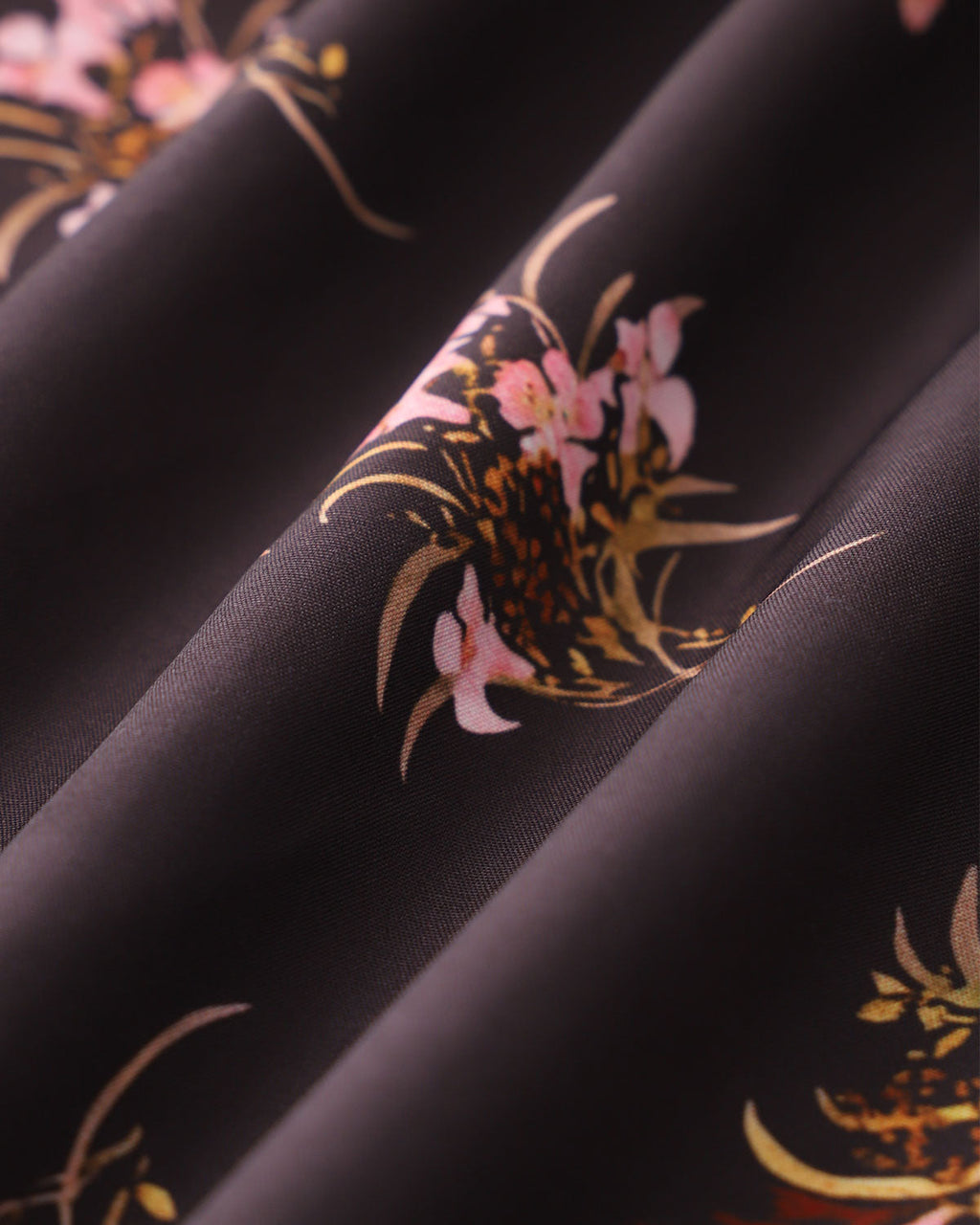 Siyah Çiçekli A Kesim Slip Maxi Elbise