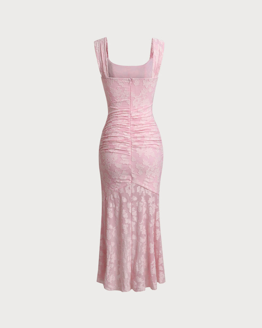 Pembe Jakarlı Vücuda Oturan Slip Maksi Elbise