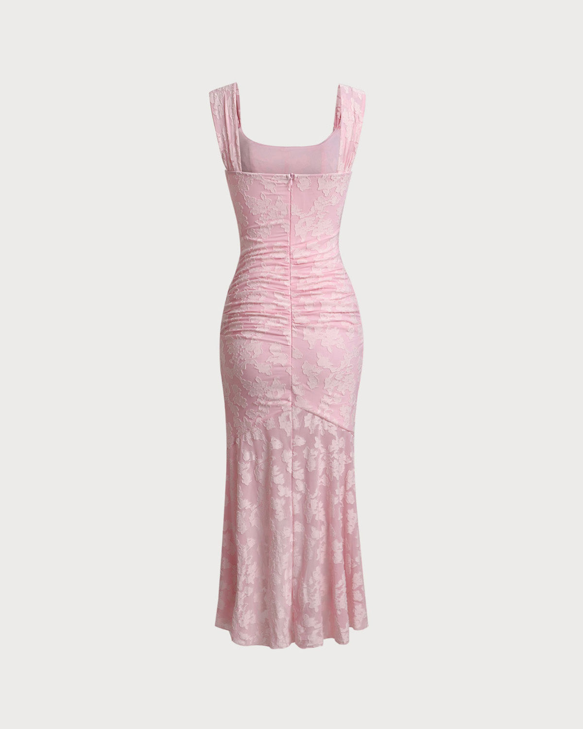 Pembe Jakarlı Vücuda Oturan Slip Maksi Elbise