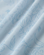 Mavi Kare Yaka Volanlı Midi Elbise