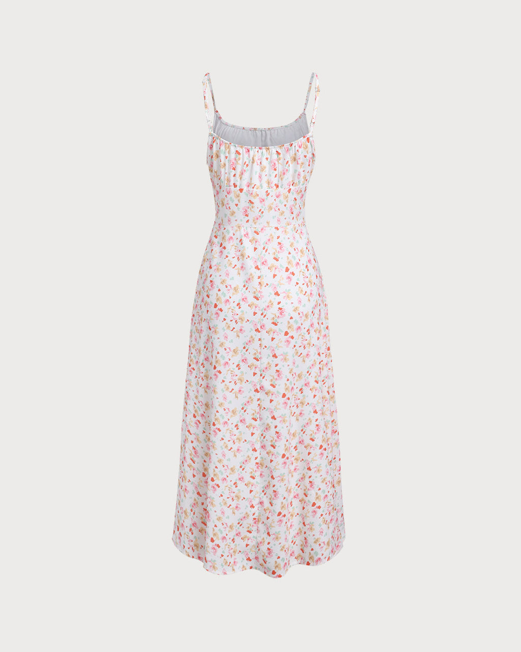 Pembe Çiçekli Drapeli Slip Midi Elbise