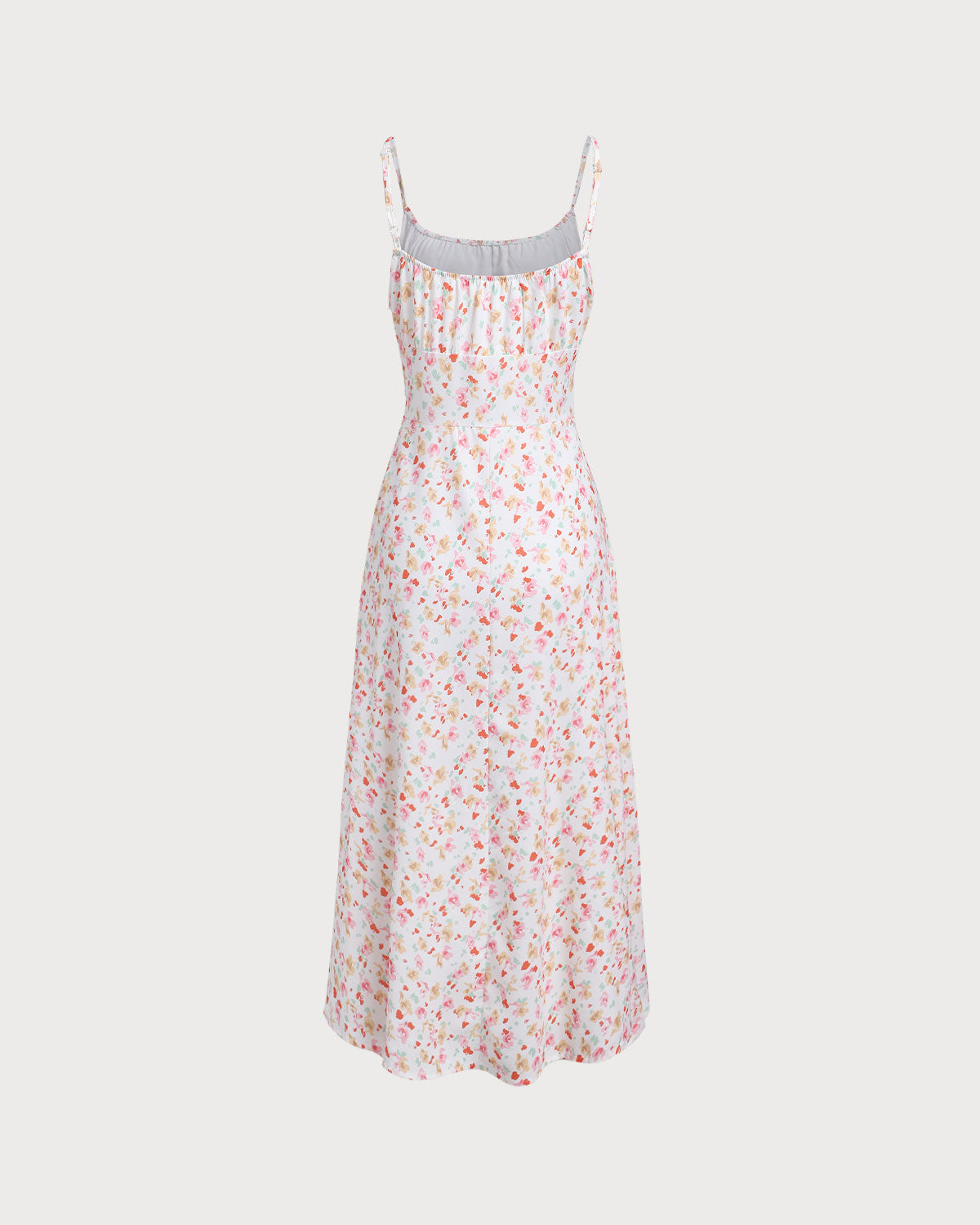 Pembe Çiçekli Drapeli Slip Midi Elbise