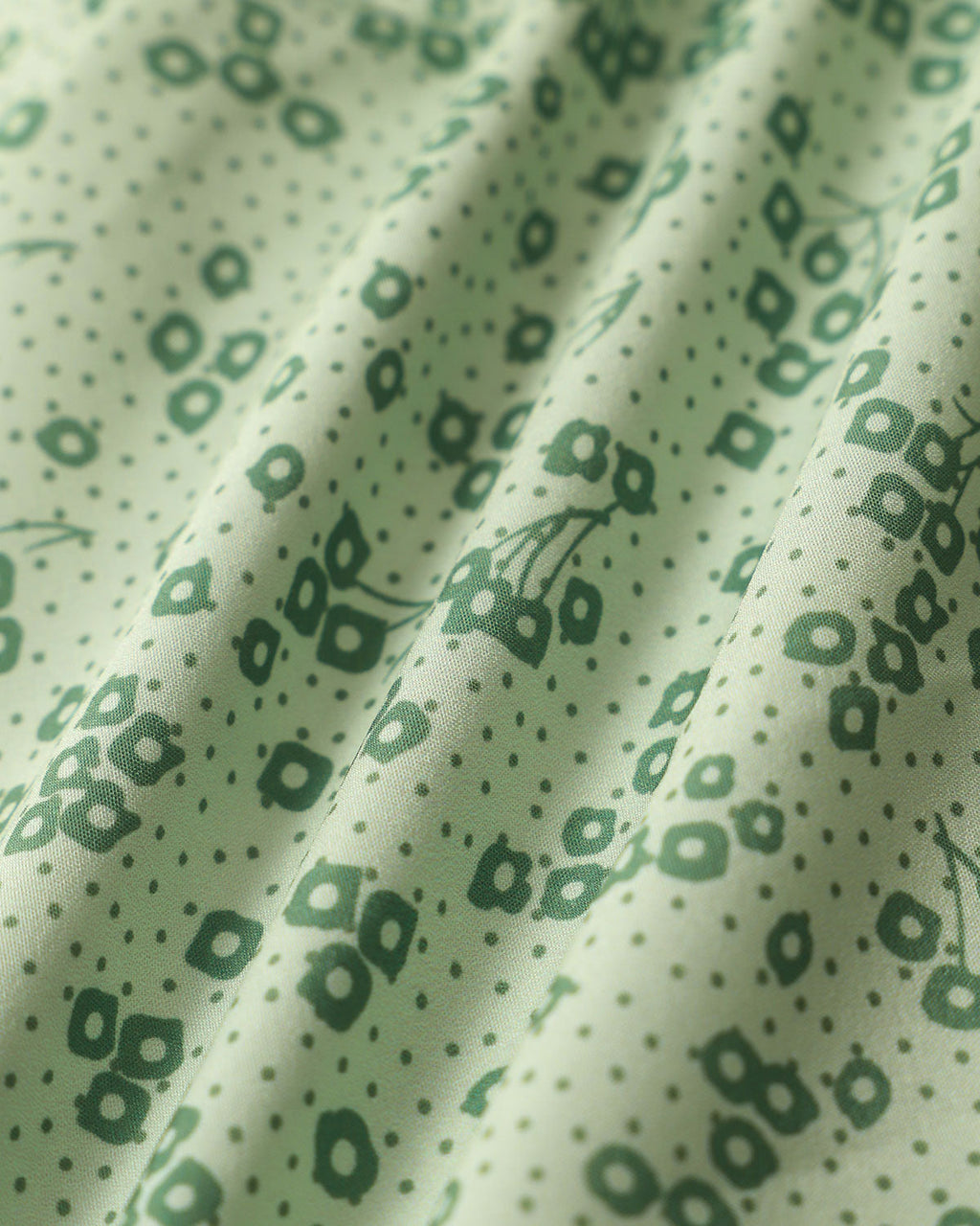 Yeşil Çiçekli Kare Yaka Kabarık Kollu Midi Elbise