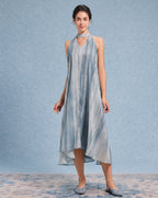 Yeşil Tie Dye V Yaka Kolsuz Midi Elbise