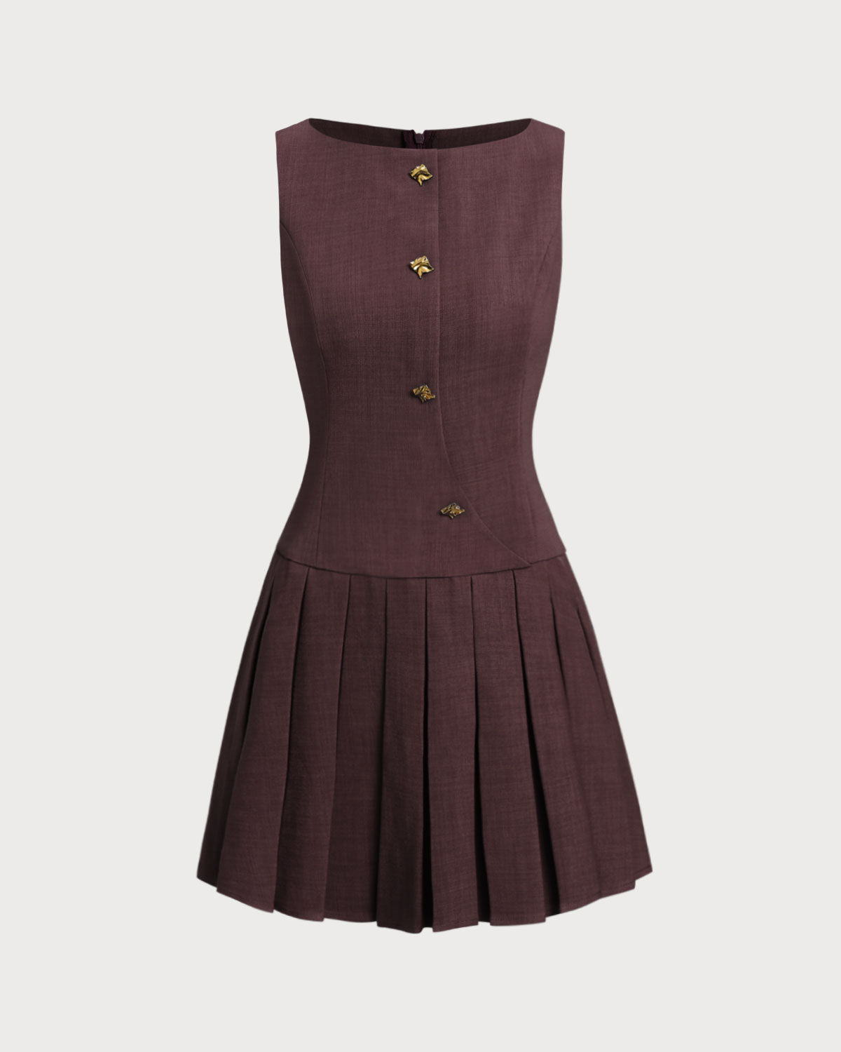 Bordo Kolsuz Mini Elbise