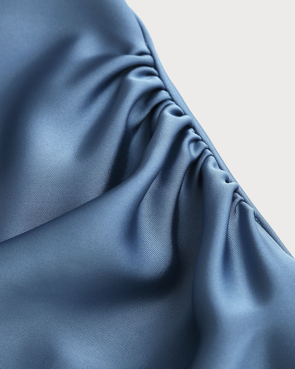 Mavi Saten Kayık Yaka Slip Midi Elbise